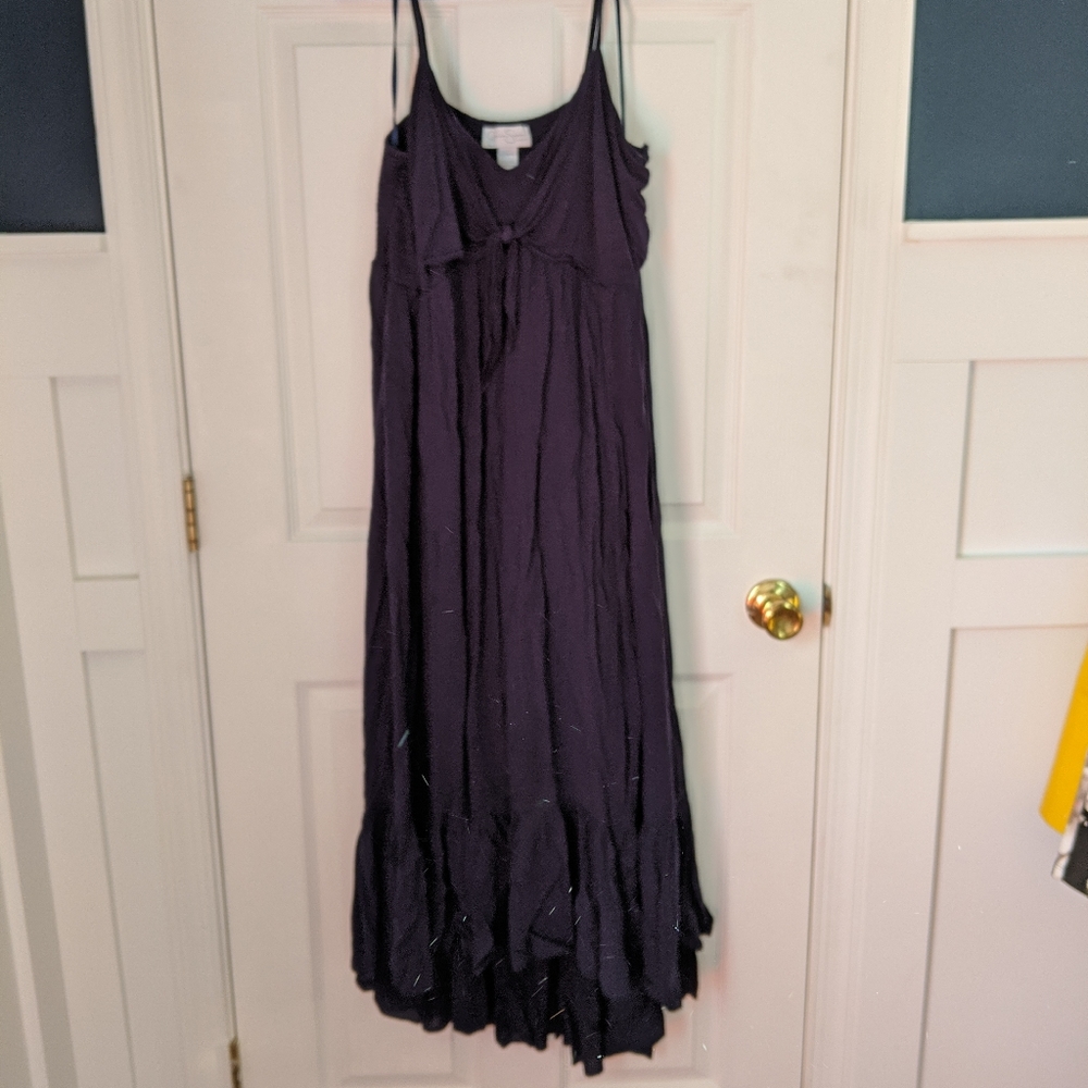 Navy high low maternity dress